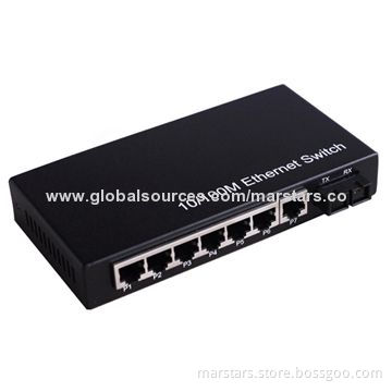 Fiber Switch with 1 x Dual Fiber Port, SM 20km 10/100M + 7 x UTP Port, RJ45